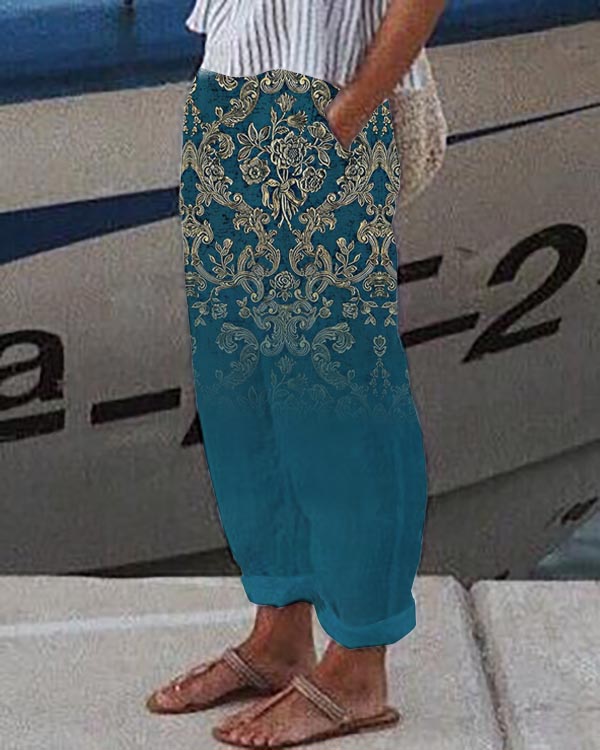 Vintage Antique Totem Flower Pants