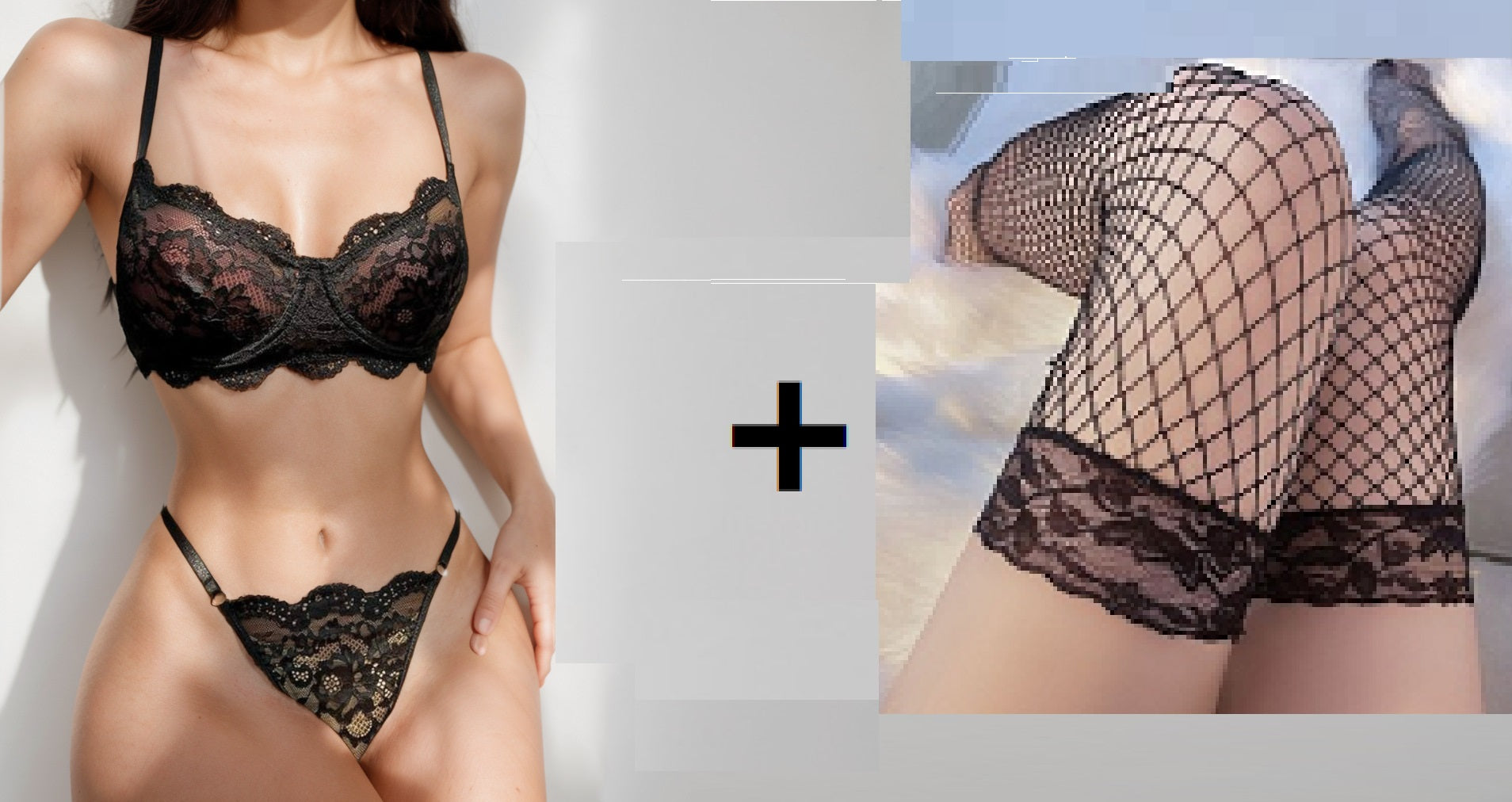 Black Suit With Mesh Stockings