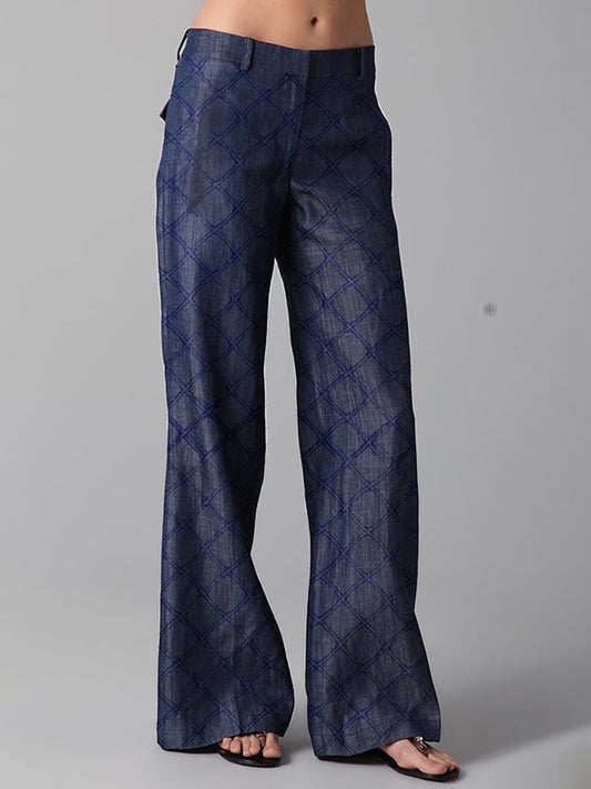Women's Retro Geometric Print Pocket Casual Pants