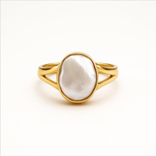 Baroque Inlaid Pearl Gold Ring