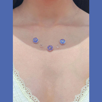 Blue Flower Dew Necklace