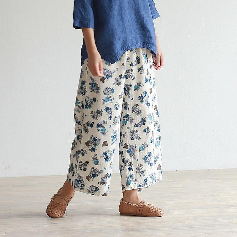 Beige With Blue Flowers