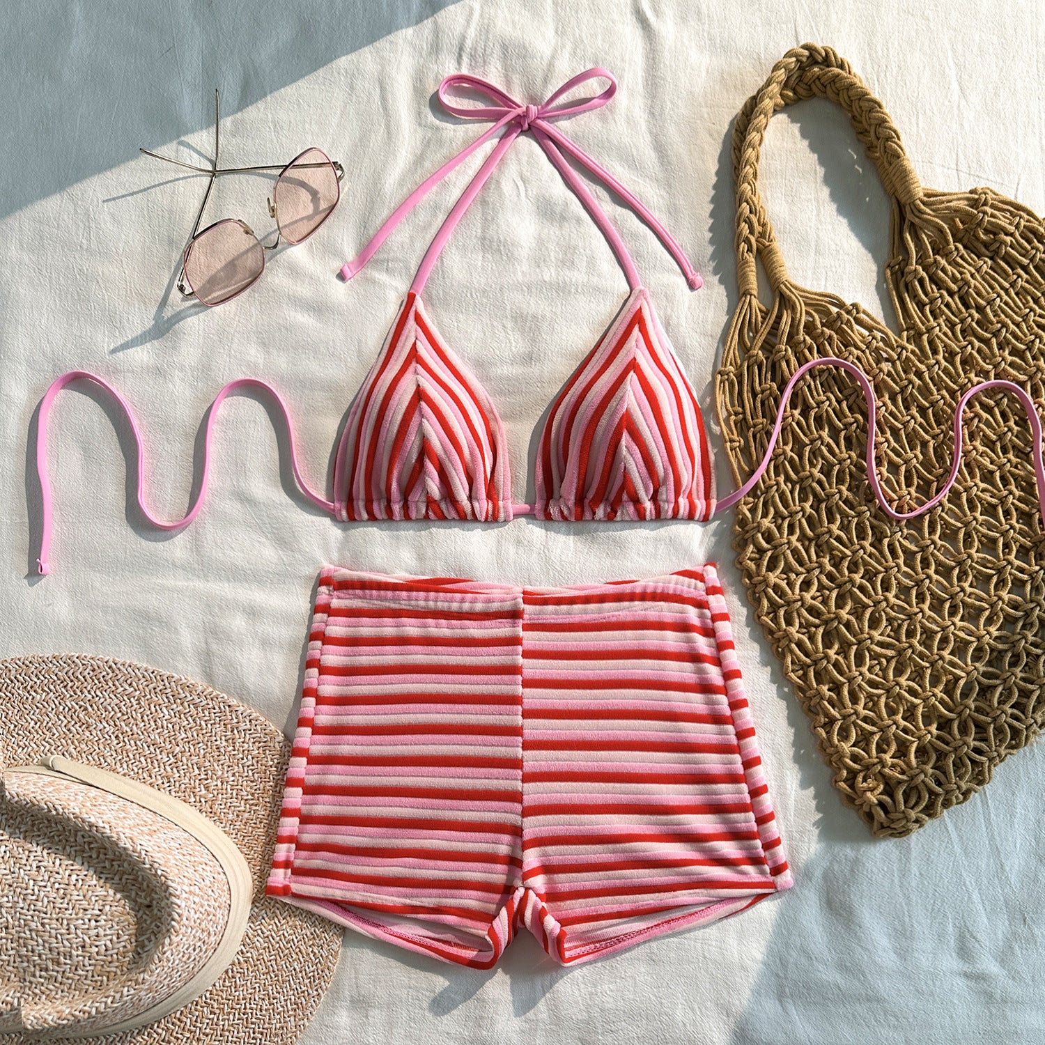 9366 Red Striped Bikini