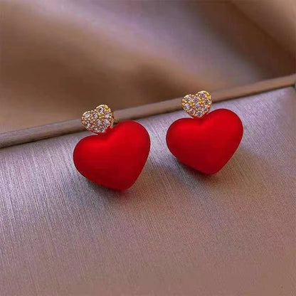Red Heart Stud Earrings