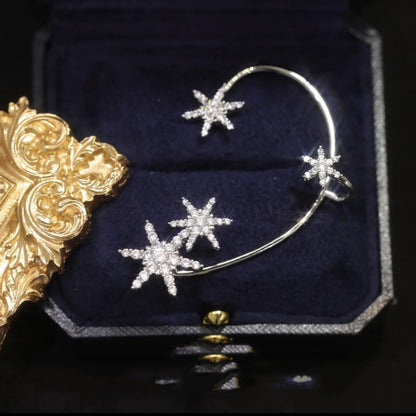 Silver snowflake left ear