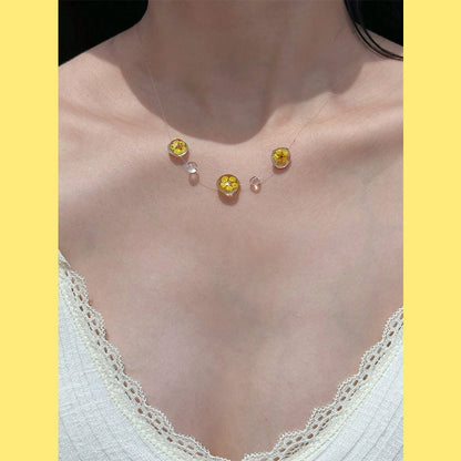 Yellow Flower Dew Necklace
