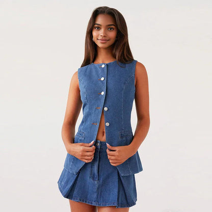denim skirt set