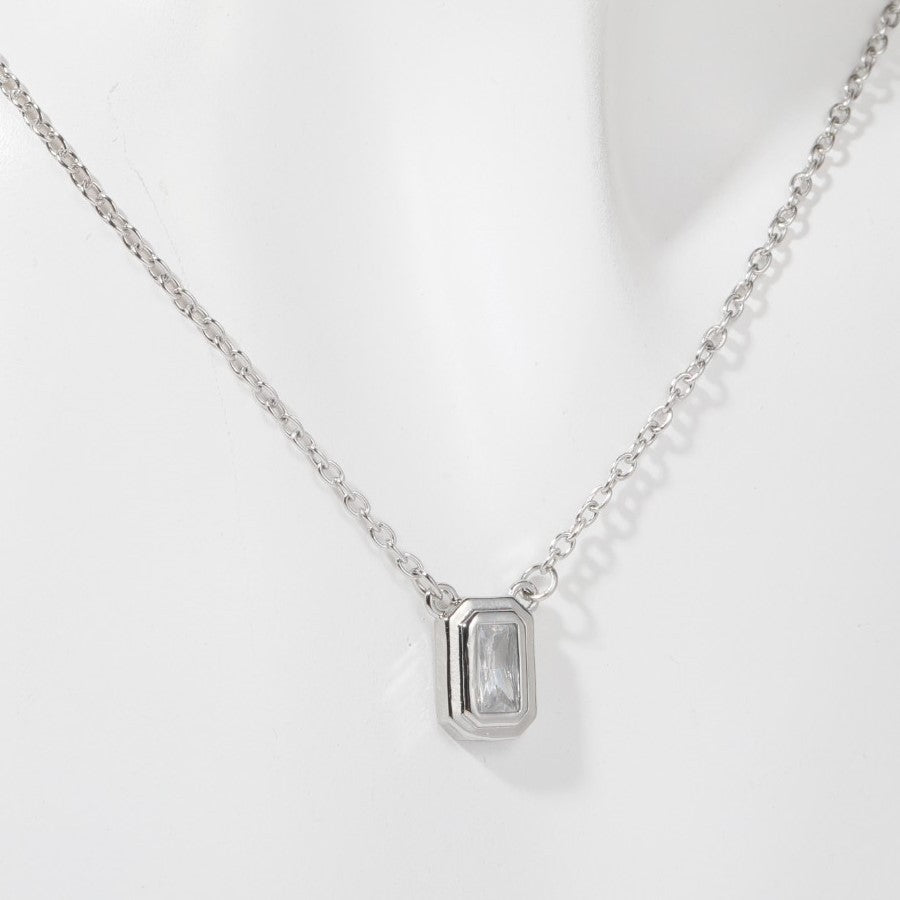 Silver Single Square Zirconium
