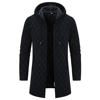 Men's Vintage Knitted Pattern Comfortable Plush Hooded Coat artswardrobe