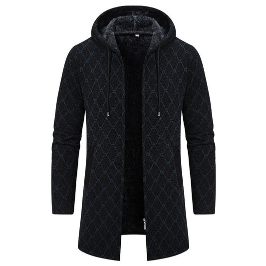 Men's Vintage Knitted Pattern Comfortable Plush Hooded Coat artswardrobe