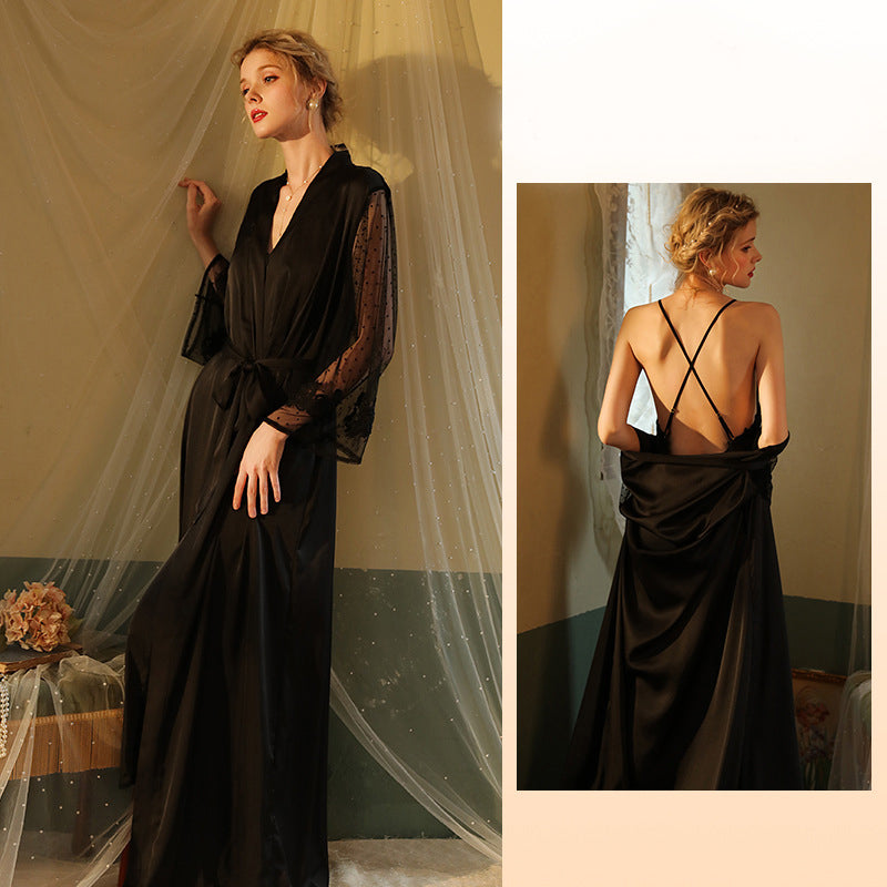 6076 Black Outerwear Gown