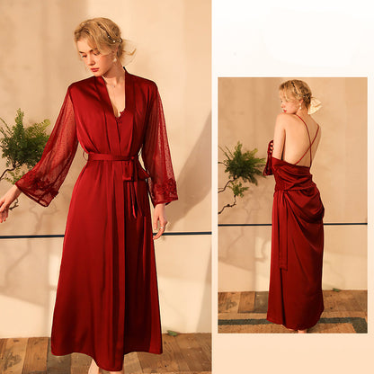 6076 Wine Red Outerwear Gown