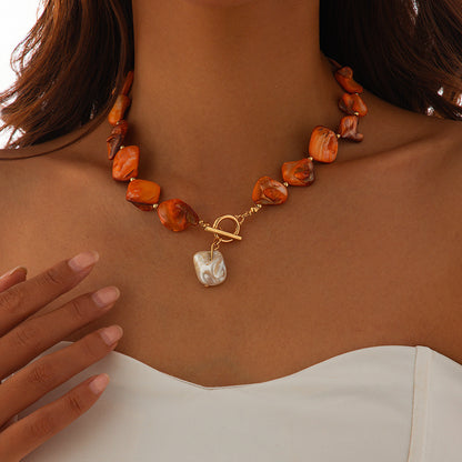 03 Gold Orange Necklace 6639