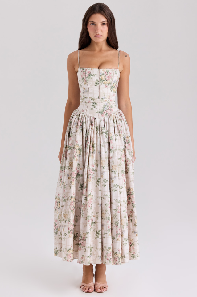 Off White Vintage Ribbon Print