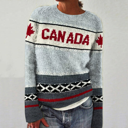 Vintage Canadian Art Jacquard Knit Crewneck Sweater elevenforest