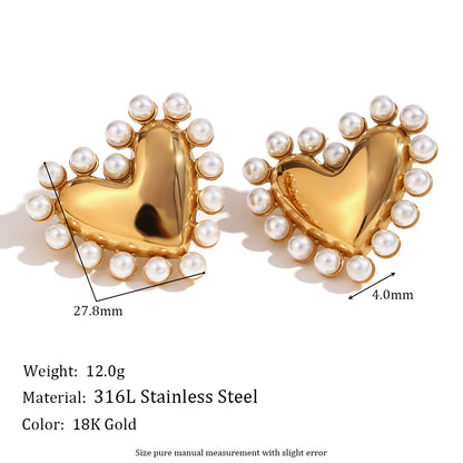 Pearl Glossy Heart Gold