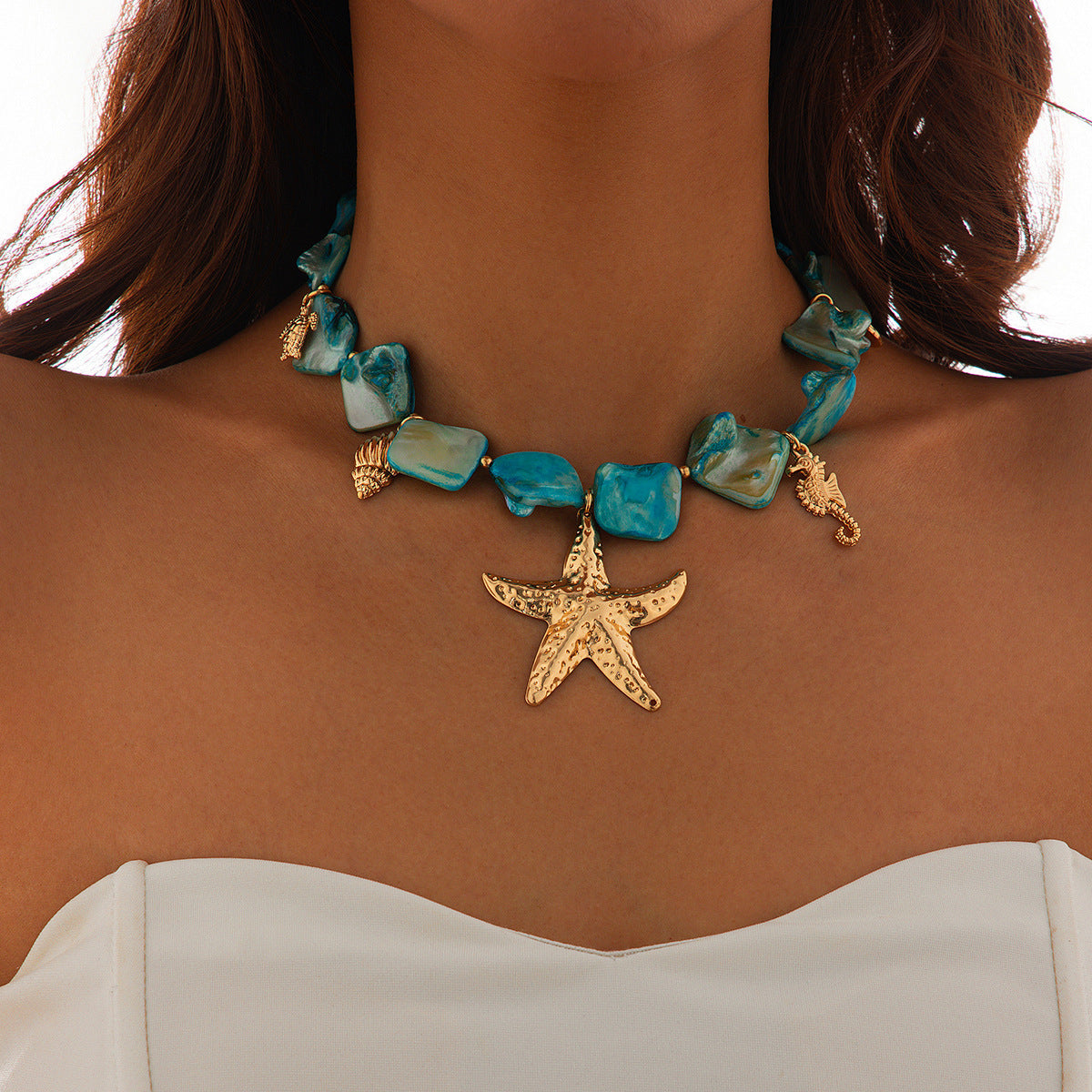 02 Gold Blue Necklace 6675