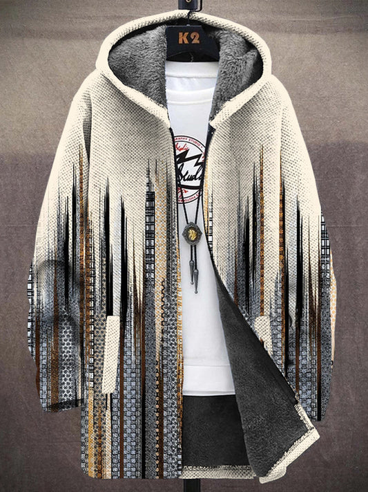 Men's Vintage Striped Patterns Cozy Hooded Coat artswardrobe